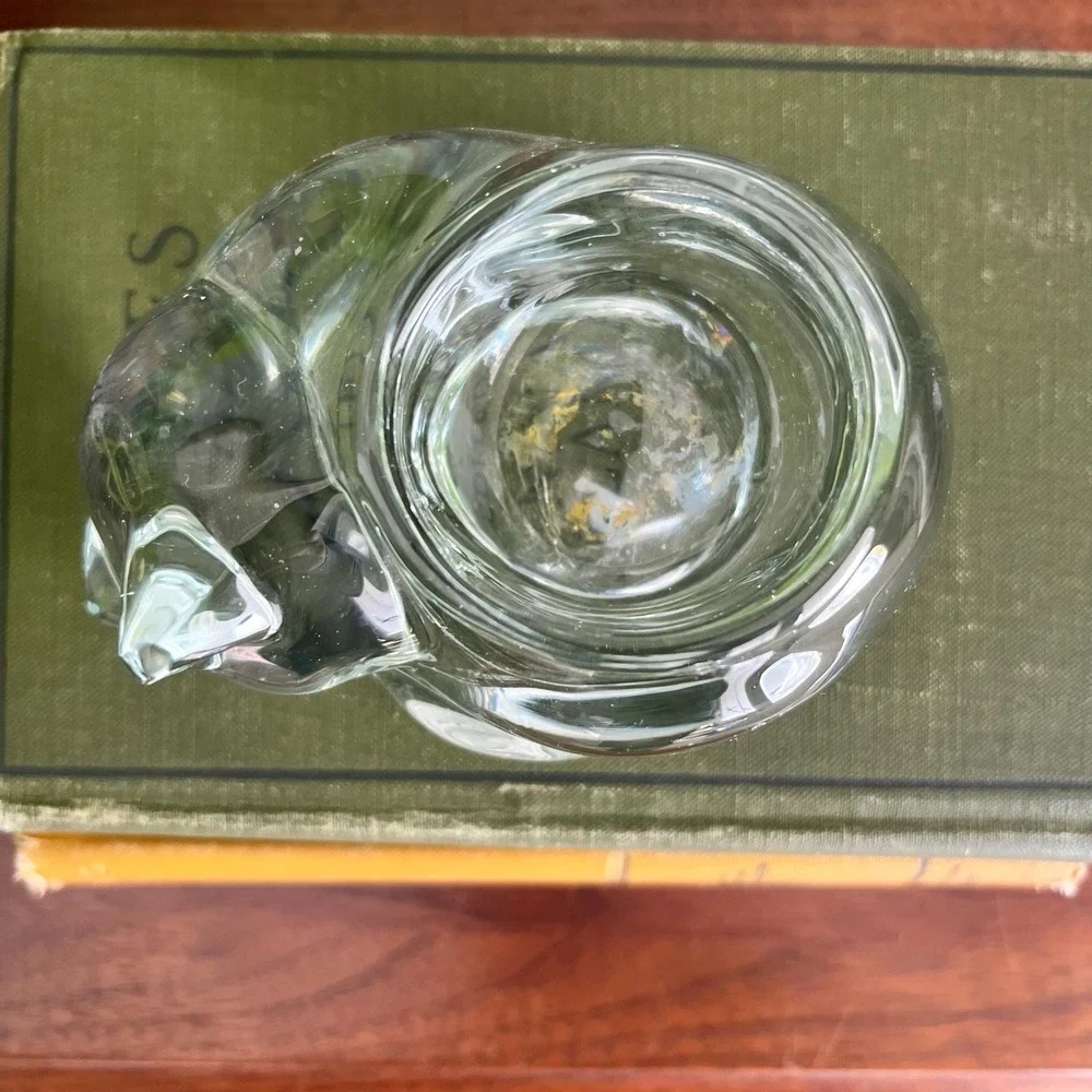 Vintage Sleeping Cat Glass Trinket Dish, Cottagecore Decor